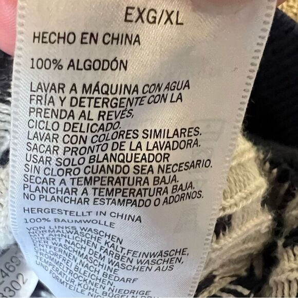 Nautica Men’s XL 100% Cotton Fair Isle Sweater Black White Geometric Crewneck - Picture 3 of 6